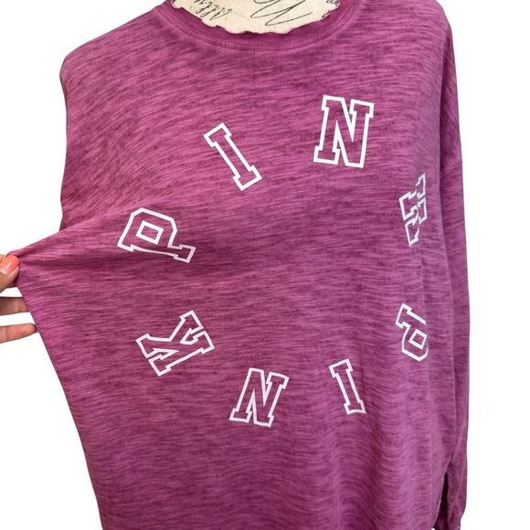 Victoria's Secret PINK Size M Relaxed fit Long Sleeve t-shirt Distressed Wash - Picture 2 of 7